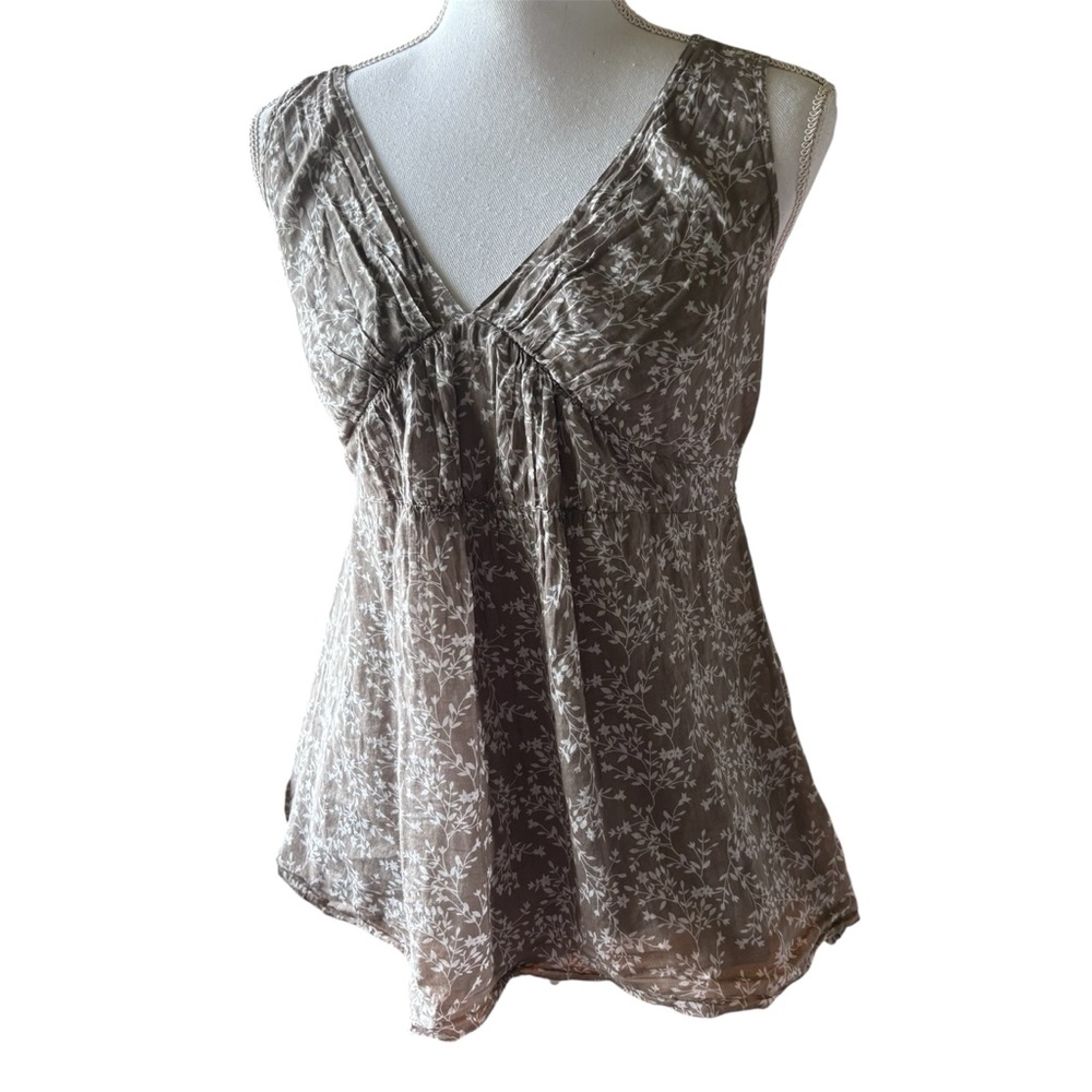 Banana Republic Brown Floral Sleeveless Blouse size 4